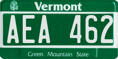 VT license plate AEA462