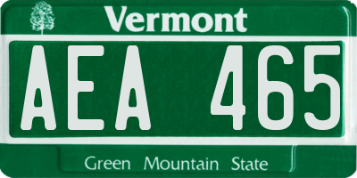 VT license plate AEA465
