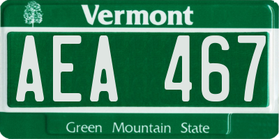 VT license plate AEA467