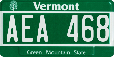 VT license plate AEA468