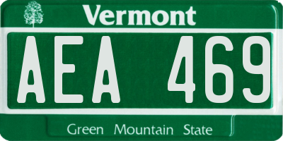 VT license plate AEA469