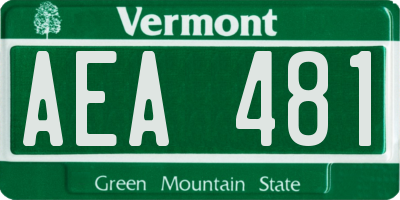 VT license plate AEA481