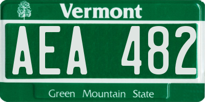 VT license plate AEA482