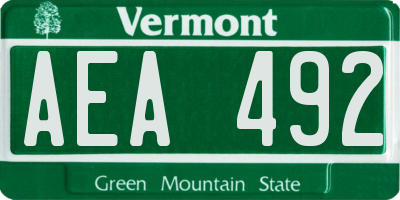 VT license plate AEA492