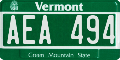 VT license plate AEA494