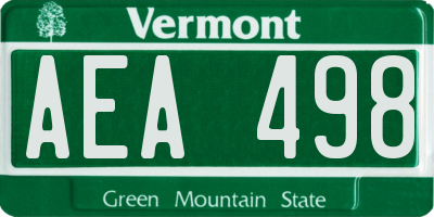 VT license plate AEA498