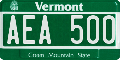 VT license plate AEA500