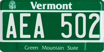 VT license plate AEA502