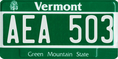 VT license plate AEA503