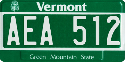VT license plate AEA512