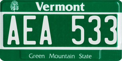 VT license plate AEA533