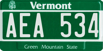 VT license plate AEA534
