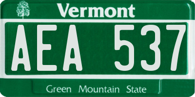 VT license plate AEA537