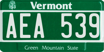 VT license plate AEA539