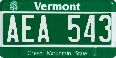 VT license plate AEA543