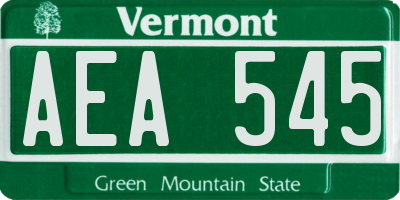 VT license plate AEA545