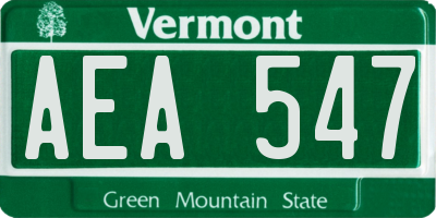 VT license plate AEA547