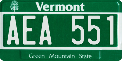 VT license plate AEA551