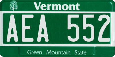 VT license plate AEA552