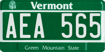 VT license plate AEA565