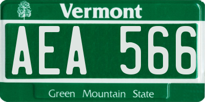 VT license plate AEA566