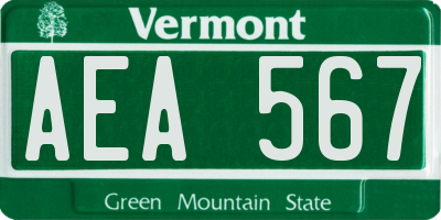 VT license plate AEA567