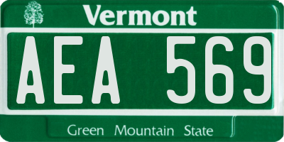 VT license plate AEA569