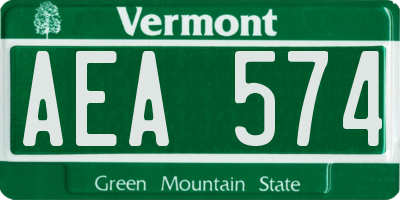 VT license plate AEA574