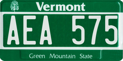 VT license plate AEA575
