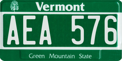 VT license plate AEA576