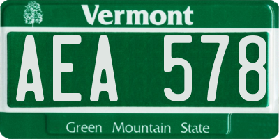 VT license plate AEA578