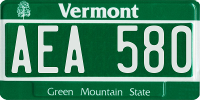 VT license plate AEA580