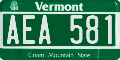 VT license plate AEA581