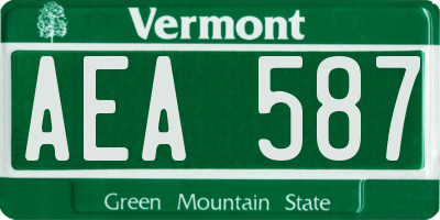 VT license plate AEA587