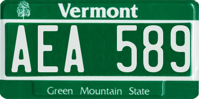 VT license plate AEA589