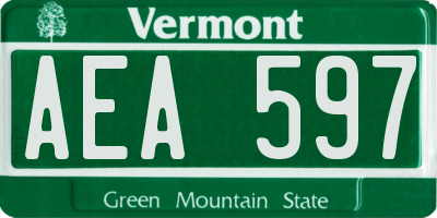 VT license plate AEA597