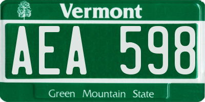 VT license plate AEA598