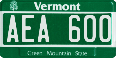 VT license plate AEA600