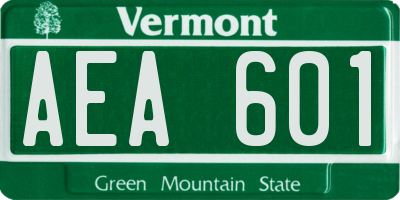VT license plate AEA601