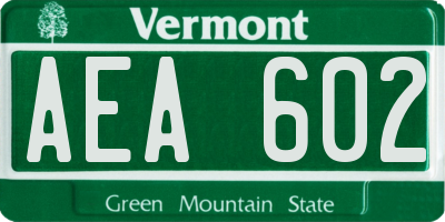 VT license plate AEA602
