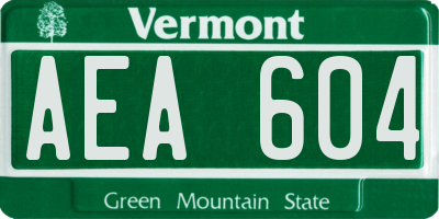VT license plate AEA604