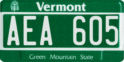 VT license plate AEA605