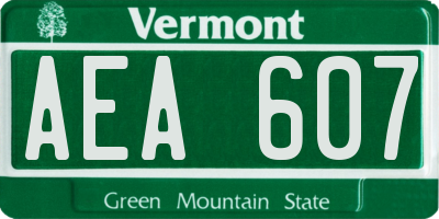 VT license plate AEA607