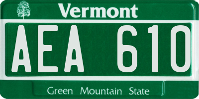 VT license plate AEA610