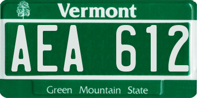 VT license plate AEA612