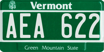 VT license plate AEA622