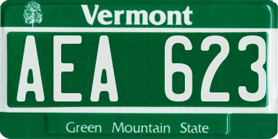VT license plate AEA623