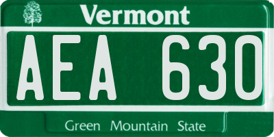 VT license plate AEA630