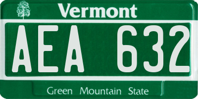 VT license plate AEA632