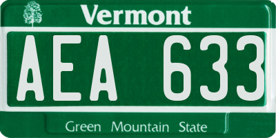 VT license plate AEA633